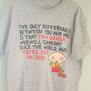 Vintage & Rare Family Guy Stewie Griffin Short Sleeve Gray T-Shirt Sz. L